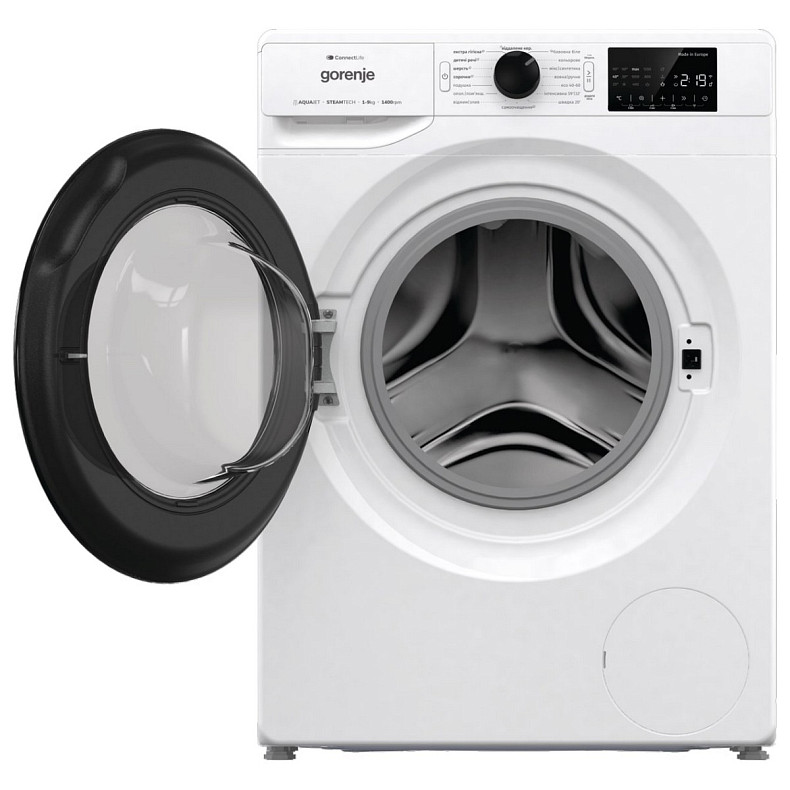 Пральна машина Gorenje фронтальна, 9кг, 1400, A+++, 46,5см, дисплей, інвертор, пара, Wi-Fi, білий