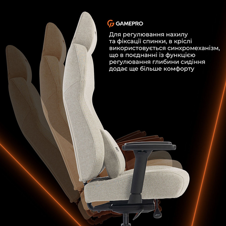 Крісло ігрове GamePro GC760LG Fabric Light Gray