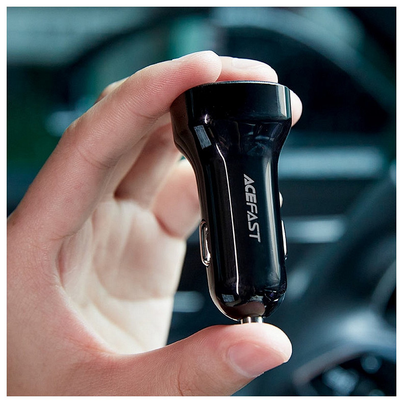 Автозарядка 2xUSB 66W (USB-C + USB-A) B4 with digital display Acefast