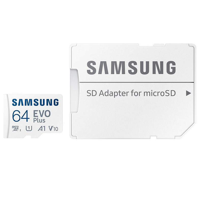 Карта пам'яті MicroSDXC 64GB UHS-I/U3 Class 10 Samsung Evo Plus R160MB/s + Адаптер SD (MB-MC64SA/EU)