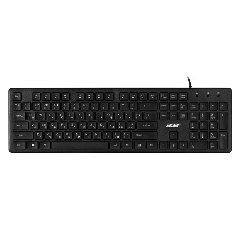 Клавіатура Acer OKW020, 104key ,USB-A, EN/UKR/RU, чорний