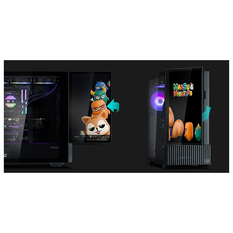Корпус Zalman Z10 DS, без БЖ, 2xUSB3.0, 1хUSB Type-C, 2х120мм, 1x120мм ARGB, TG Side Panel, ATX, Mon