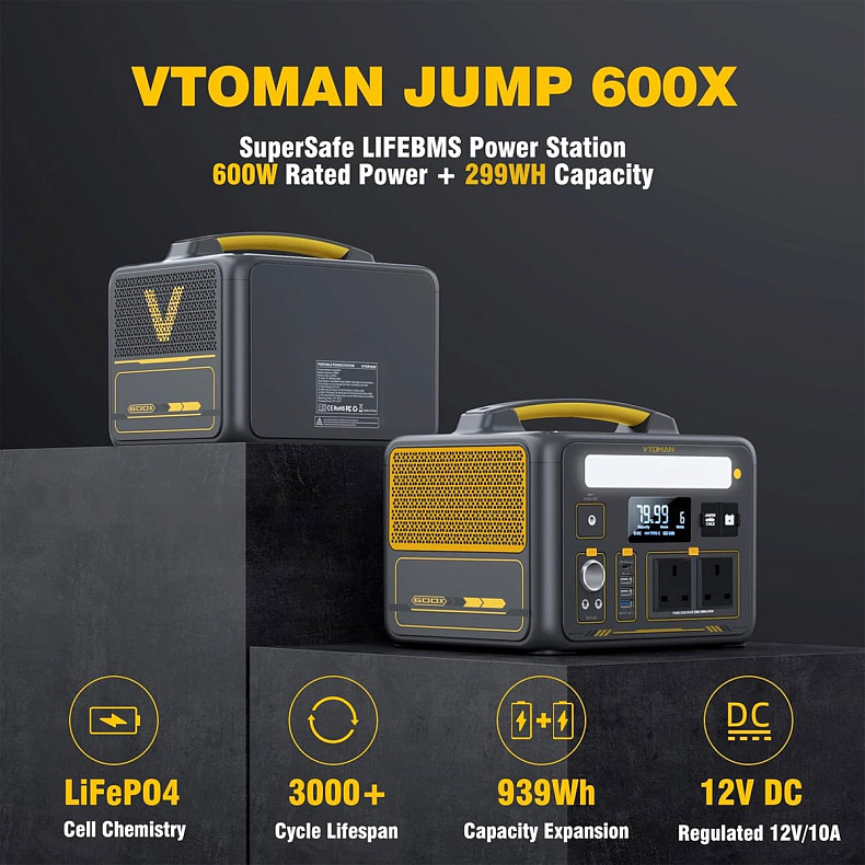 Зарядна станція Vtoman Jump 600X (299 Вт/г) LiFePo4 600W