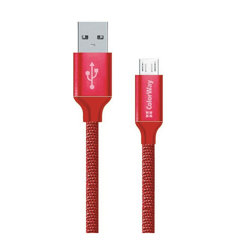 Кабель ColorWay USB-MicroUSB, 2.4А, 2м Red (CW-CBUM009-RD)