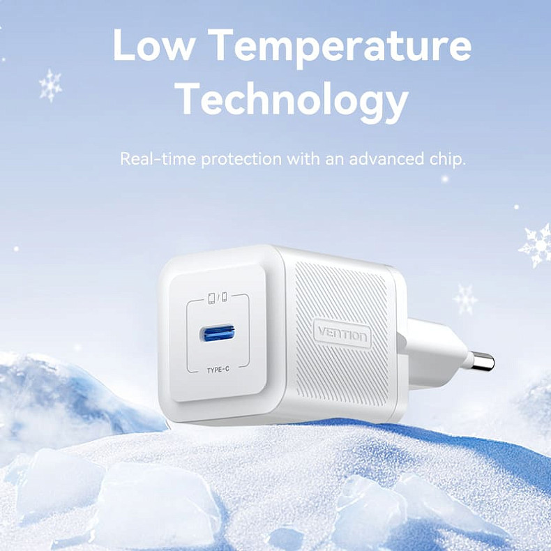 Зарядний пристрій Vention 1xUSB-C 20W PD білий