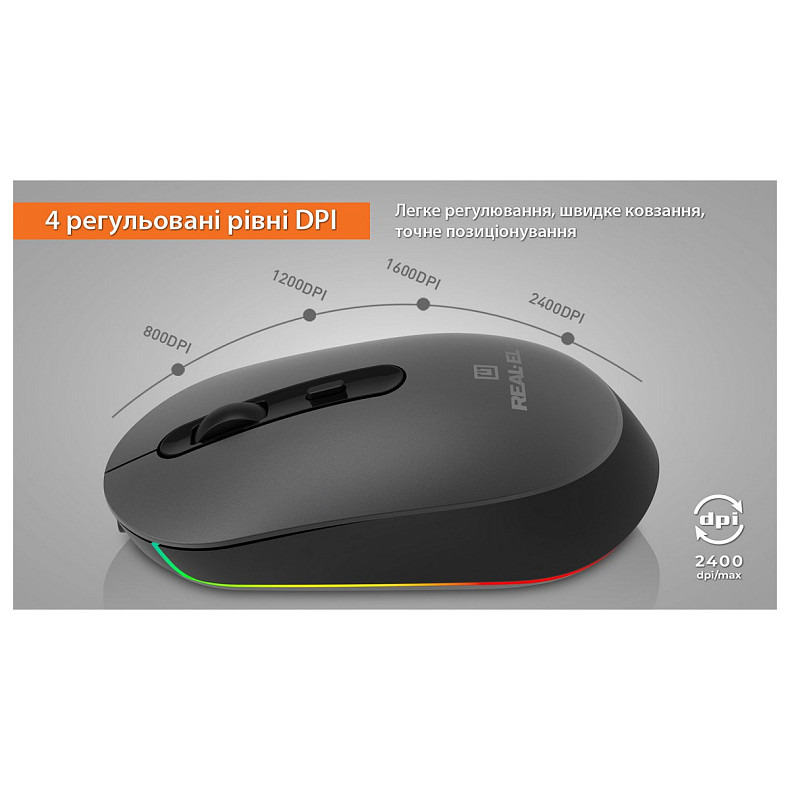 Миша бездротова REAL-EL RM-470W Dark Gray