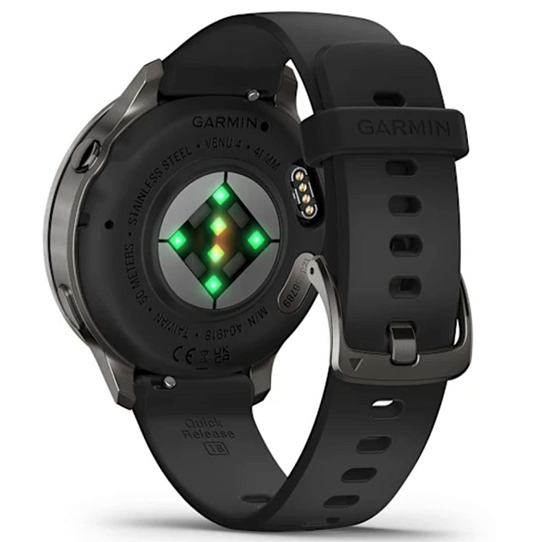 Смарт-годинник GARMIN Venu 4 41 mm Slate with Black Silicone Band (010-03013-02)