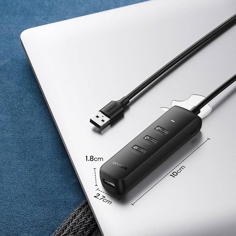 Хаб USB 3.2 Type A -> 4xUSB 3.2 Активный, 1м Черный CM416 Ugreen