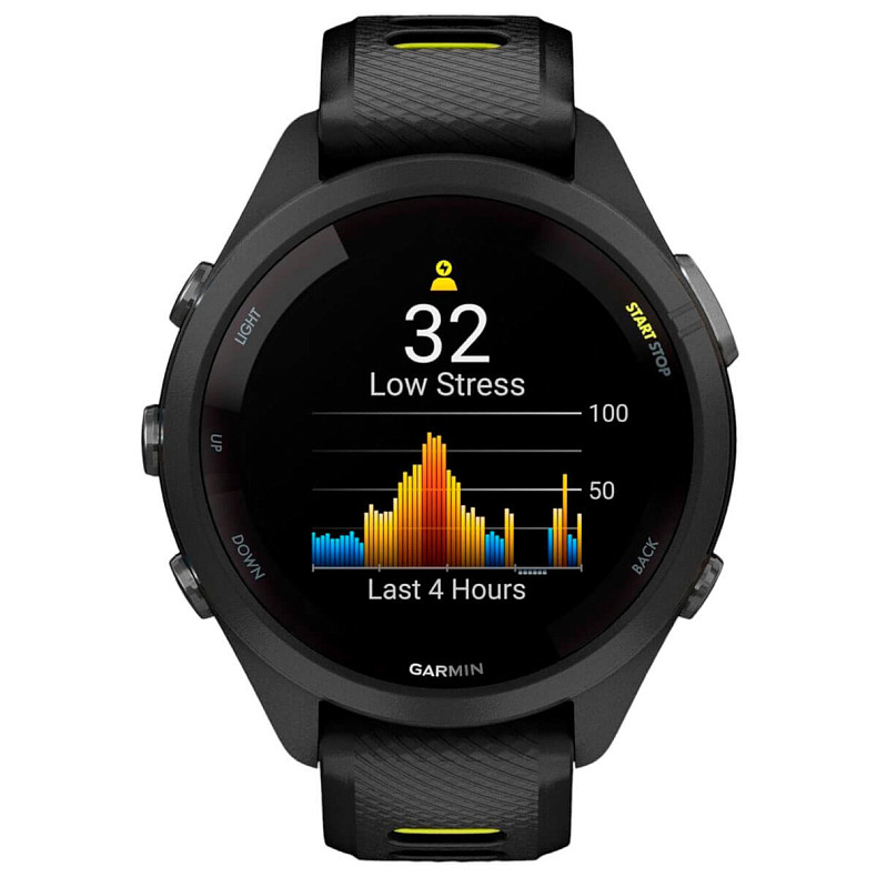 Спортивний годинник GARMIN Forerunner 265S Black Bezel and Case with Black/Amp Yellow Silicone Band