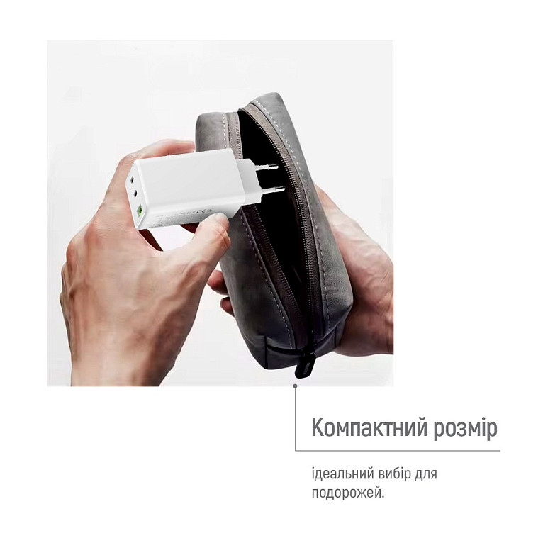 Сетевое зарядное устройство ColorWay GaN Mini 100W PD Port PPS USB (USB-2C1A) White (CW-CHS061PD-WT)