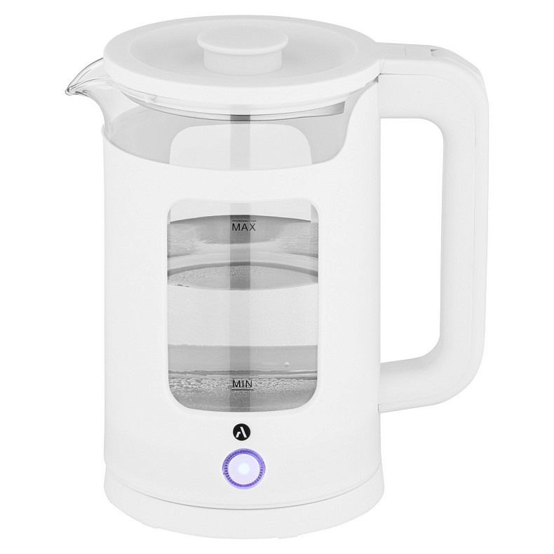 Електрочайник Ardesto 1.5л, скло+пластик, білий