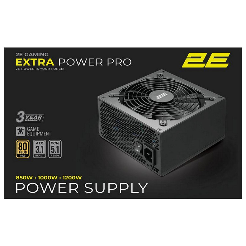 Блок питания 2E GAMING Extra Power Pro ATX3.1 GEN5.0 (1200W), >90%, 80+ Gold, 140мм, 1xMB 24pin(2
