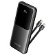 УМБ Vention 10000mAh 22.5W 3A PD, Micro-USB,USB-C,2xUSB-A,Built-in USB-C+Lightning Cables Black