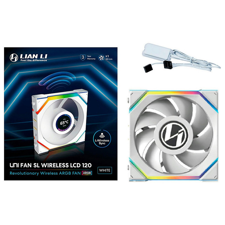 Вентилятор Lian Li Uni Fan SL Wireless LCD Reverse 120-1 White (G99.12RSLLCD1W1W.00)