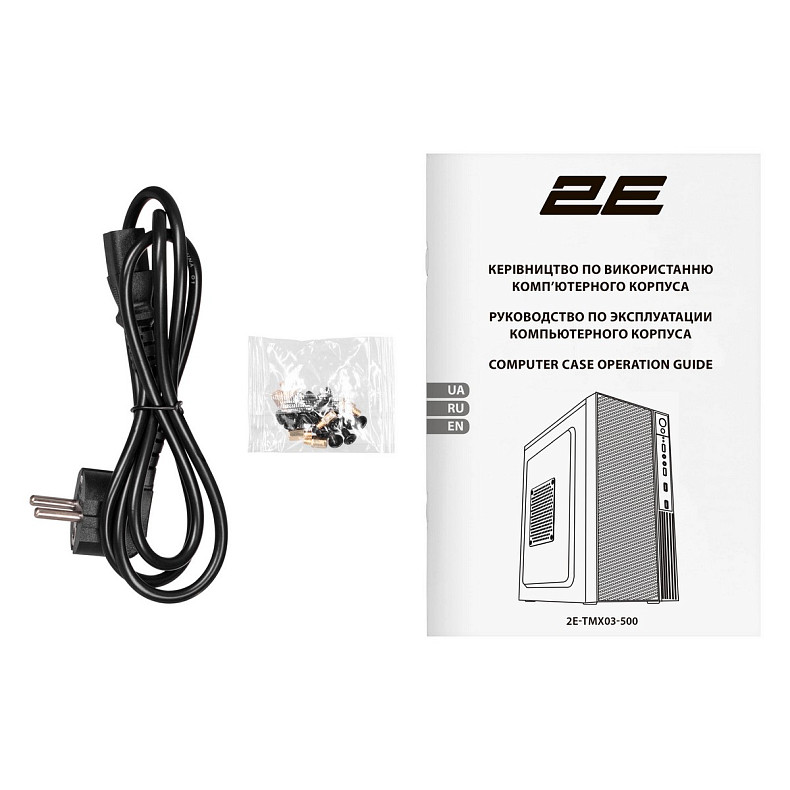 Корпус 2E TeamX TMX03, з БЖ 2E ATX500W, 2xUSB3.0, 1x80мм, VGA 220мм, mATX, чорний