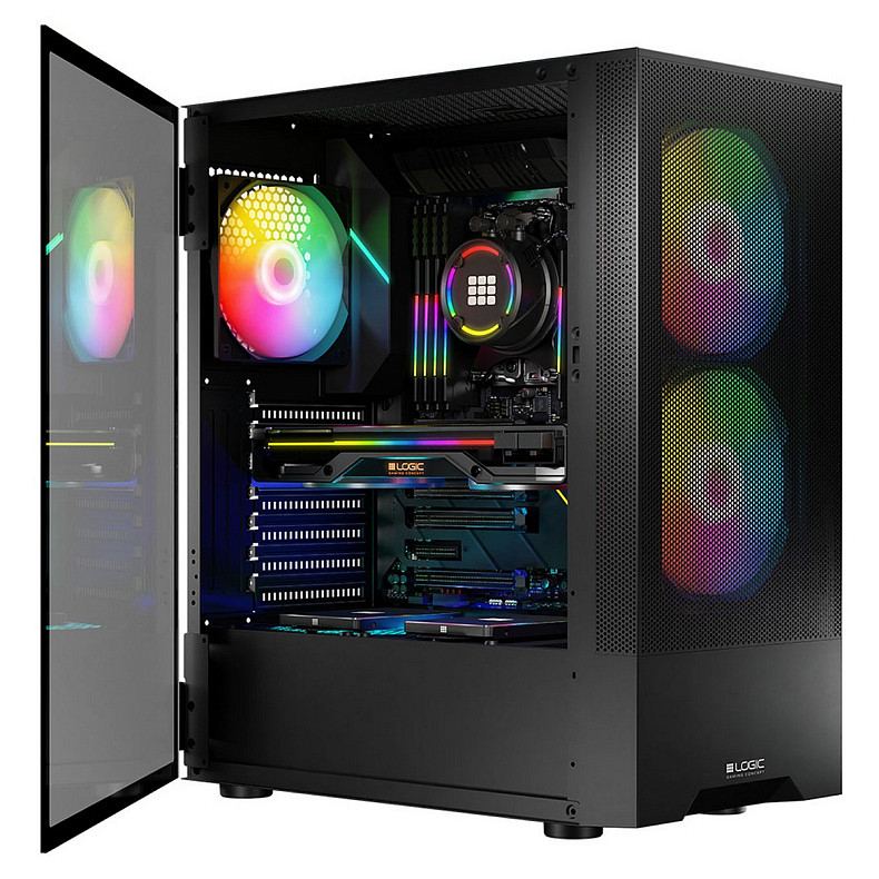 Корпус LogicConcept ARYA MESH+GLASS ARGB fans 2x140mm+1x120mm BLACK без БП ATX