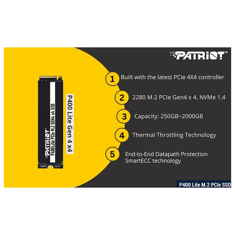 SSD диск Patriot P400 V4 2TB M.2 2280 PCIe 4.0 x4 NVMe TLC (P400VP2TBM28H)