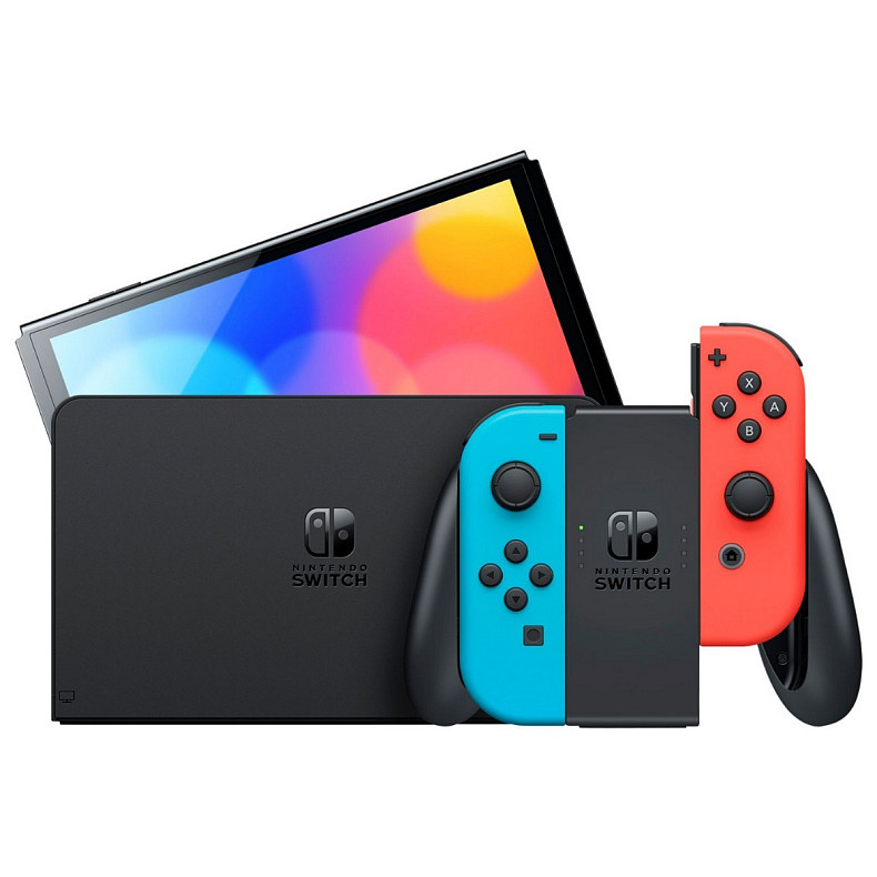 Портативная игровая приставка Nintendo Switch OLED with Neon Blue и Neon Red Joy-Con (045496453442)