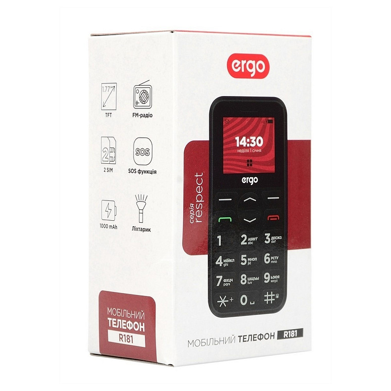 Мобильный телефон Ergo R181 Dual Sim Black