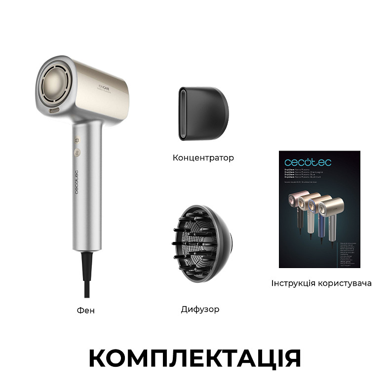 Фен CECOTEC DryGlam Nano Plasma Aluminum