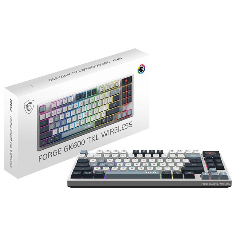 Клавіатура MSI FORGE GK600 TKL W SKY UA 104key, mechanical Linear, USB-A, Wireless, Blueto