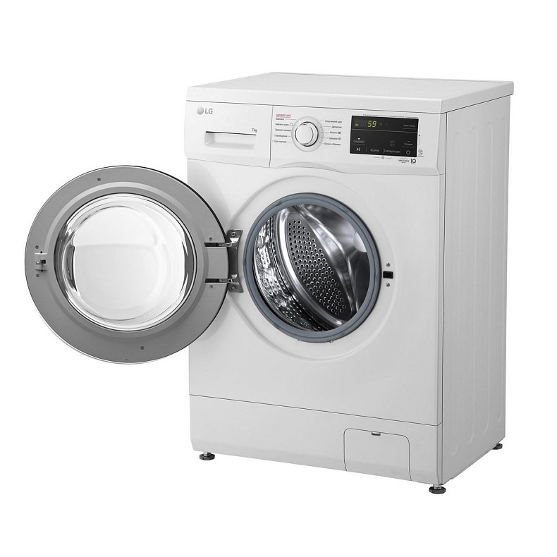 Стиральная машина LG фронтальная, 7кг, 1200, A+++, 44см, дисплей, пара, инвертор, белый