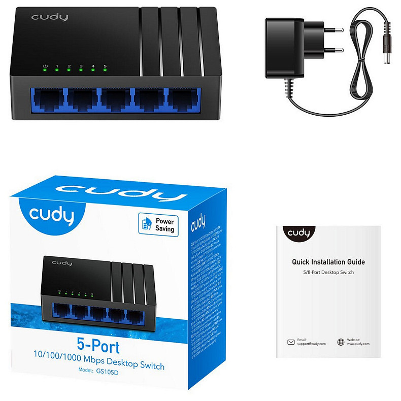 Коммутатор Cudy GS105D, 5 портовый Gigabit Desktop Switch