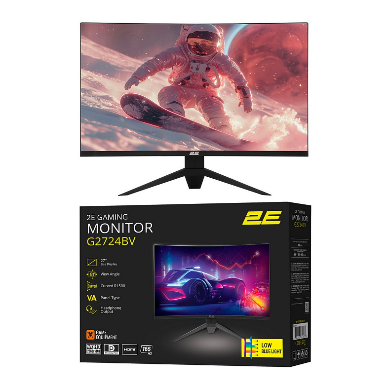 Монитор 2E GAMING 27" G2725BV HDMI, DP, VA, 2560x1440, 180Hz, 1ms, CURVED, FreeSync