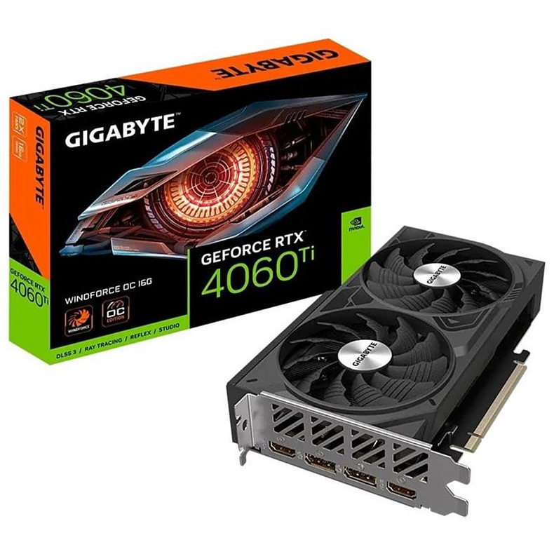 Видеокарта GF RTX 4060 Ti 16GB GDDR6 Windforce OC Gigabyte (GV-N406TWF2OC-16GD)