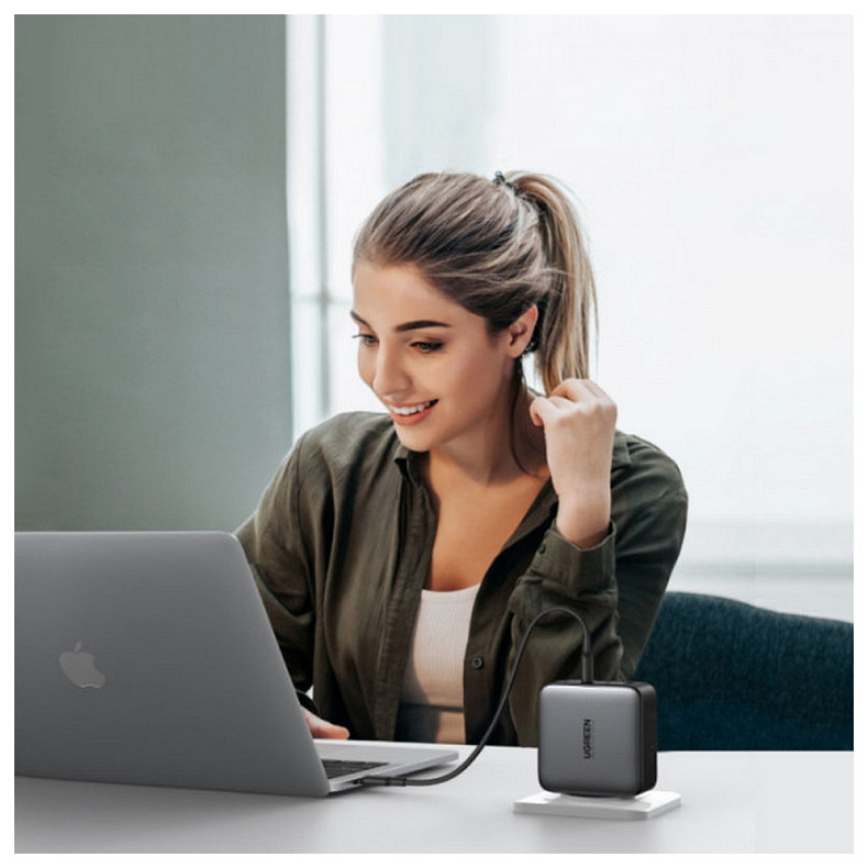 Зарядний пристрій 3xUSB 100W (3xType-C+USB QC4+) Tech Fast GAN Charger чорний CD226 Ugreen