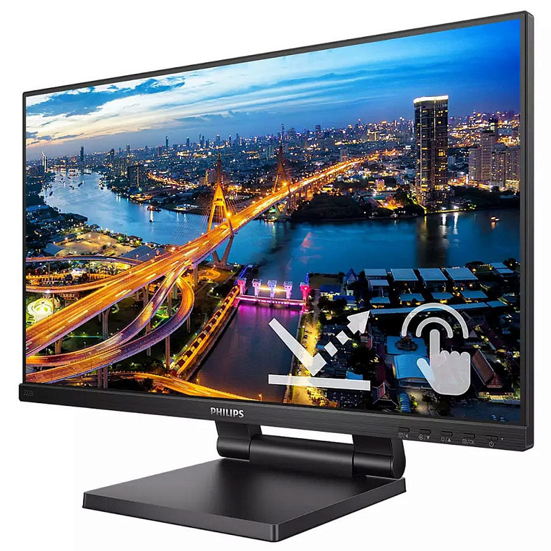 Монитор 21.5" Philips 222B1TC, сенсорный (10 касаний), IPS, VGA, HDMI, DP, USB-Hub, HAS, колонки, черный