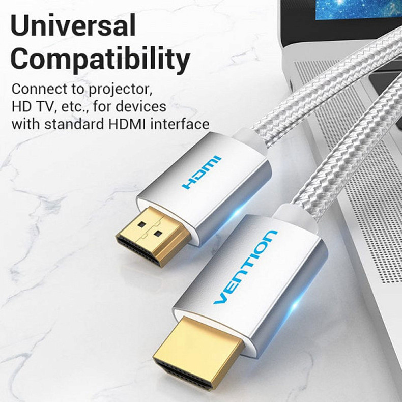 Кабель HDMI M-M,15.0 м, V2.0, 4K оплетки, Silver Metal Type Vention