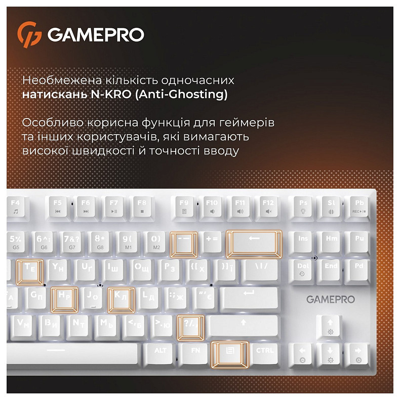 Клавиатура GamePro Genesis Joker MK124W Outemu Red Swithes USB White