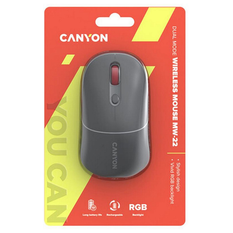 Мышка Canyon MW-22 Dual Band RGB Wireless Dark Grey (CNS-CMSW22DG)