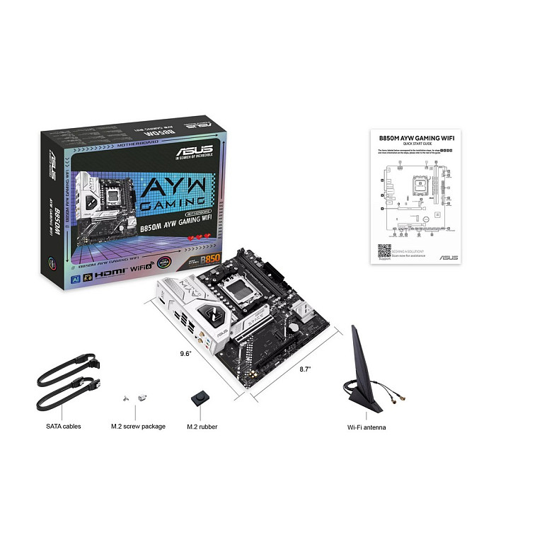 Материнcька плата ASUS B850M AYW GAMING WIFI sAM5 B850 2xDDR5 M.2 HDMI Wi-Fi BT mATX