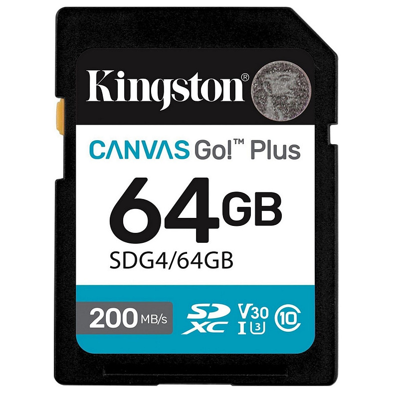 Карта памяти Kingston SD 64GB C10 UHS-I U3 V30 R200MB/s (SDG4/64GB)
