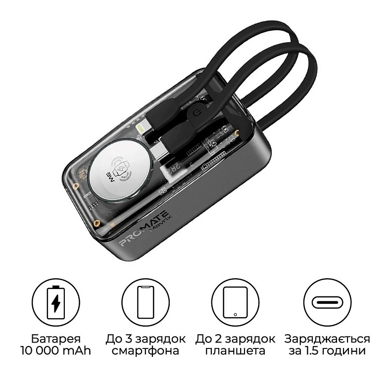 Универсальная мобильная батарея Promate Mavrix 10000mAh 35W Black (mavrix.black)