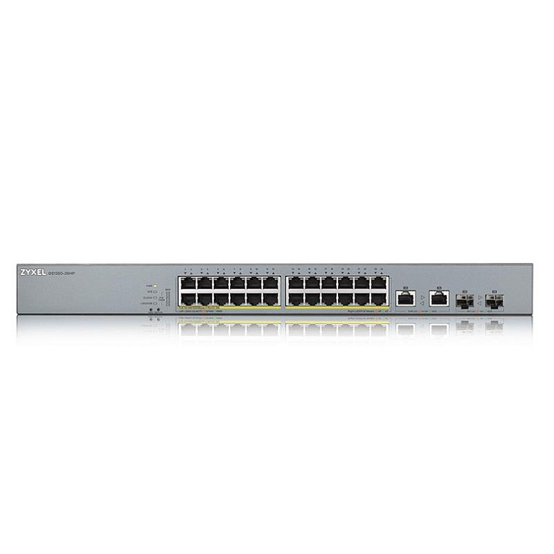 Коммутатор ZYXEL GS1350-26HP (24xGE PoE, L2, 2xGE/SFP, PoE 375W, металл)