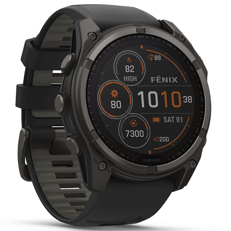 Спортивний годинник GARMIN Fenix 8 51mm Sapphire Solar Carbon Gray DLC Titanium with Black Silicone Band