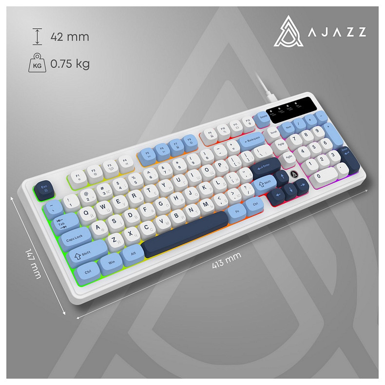 Клавиатура Ajazz AF98 Black USB-C Glacier Blue (AF98-GB)