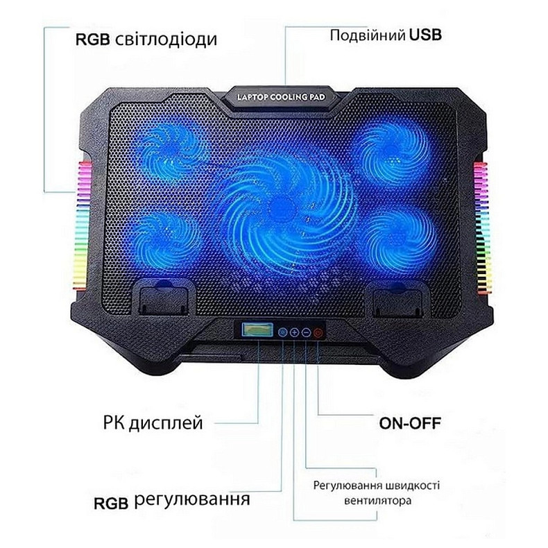 Охлаждающая подставка для ноутбука XoKo NST-051 RGB Black (XK-NST-051RGB-BK)