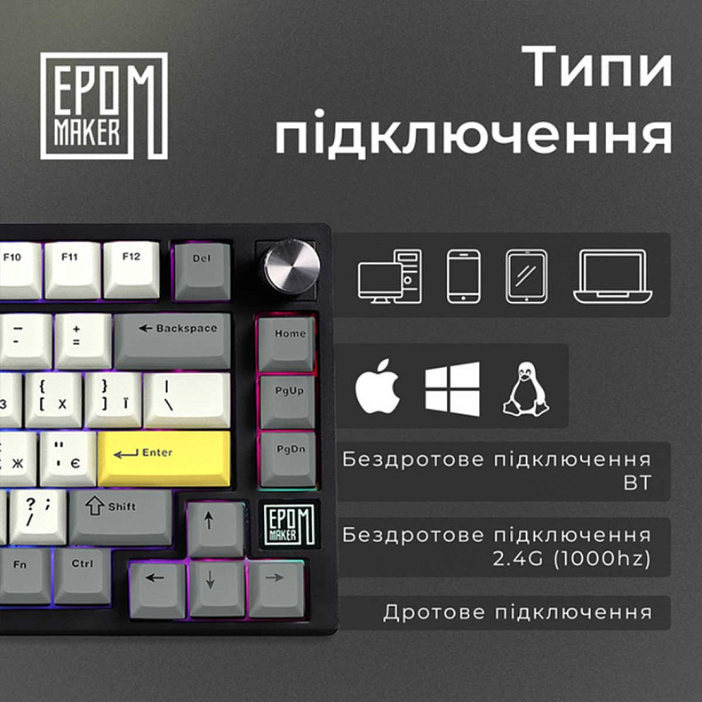 Клавиатура EPOMAKER TH80 SE Budgerigar V2 Black (TH80-SE-B-BV2)