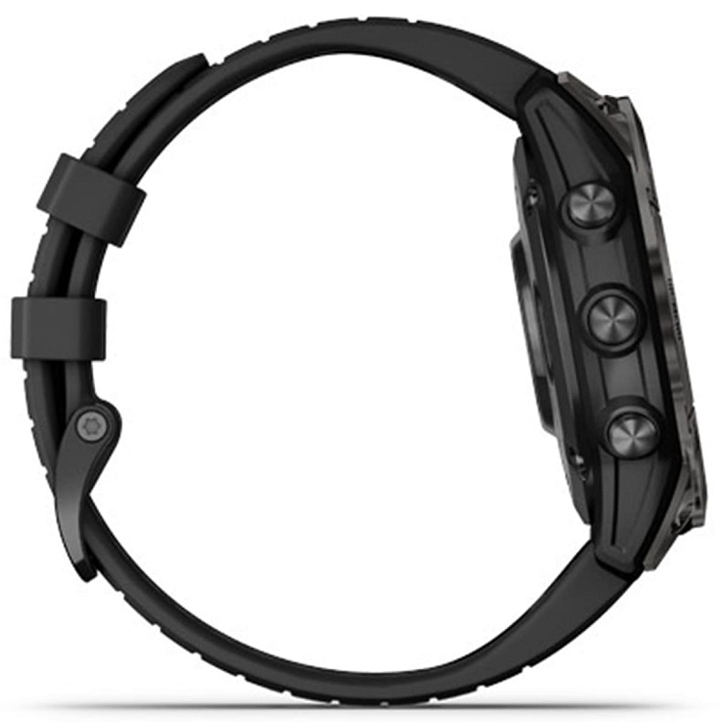 Спортивний годинник GARMIN Fenix 7 Pro Sapphire Solar Carbon Gray DLC Titanium with Black Silicone