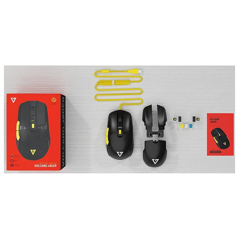 Мышка Modecom Jager Volcano, игровая, 12400dpi., 7кн., RGB, Hot-Swap, custom., черная