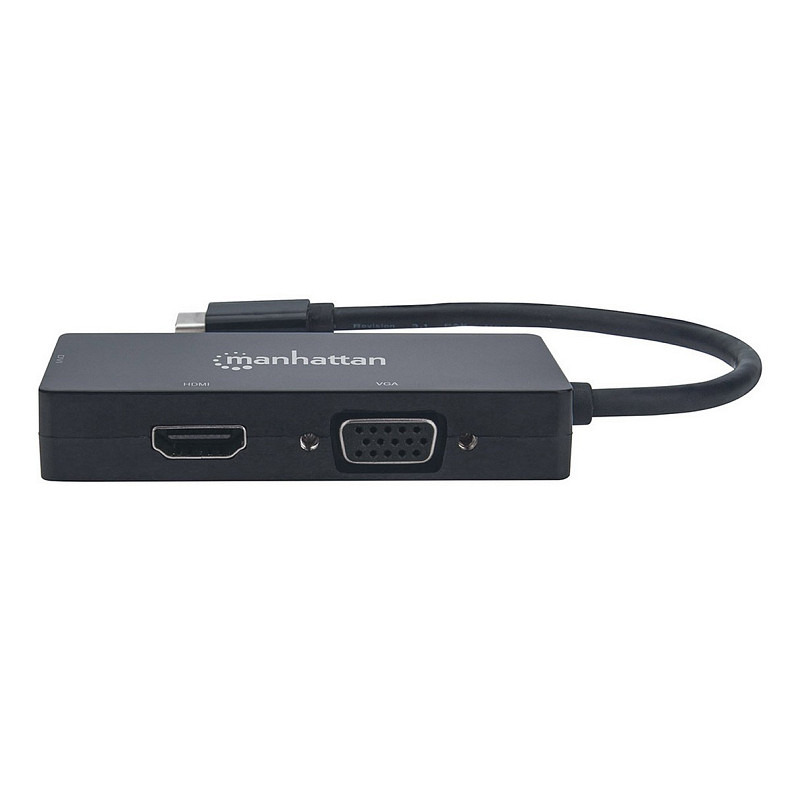 Док-станция Intracom USB3.1 Type-C --> HDMI/DVI-I/VGA Black Manhattan