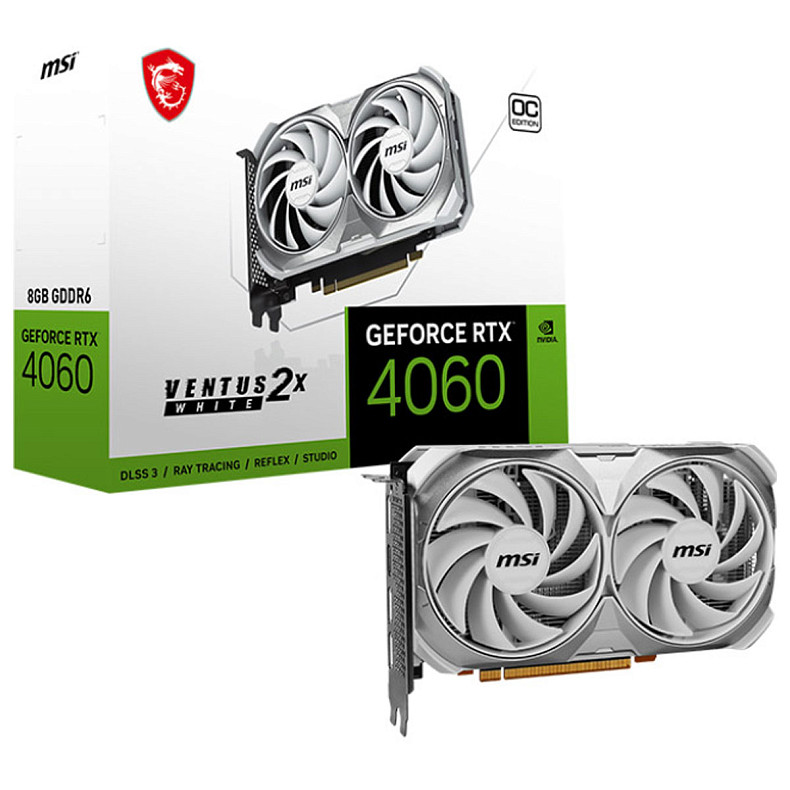 Видеокарта MSI GeForce RTX 4060 8GB GDDR6 VENTUS 2X WHITE OC
