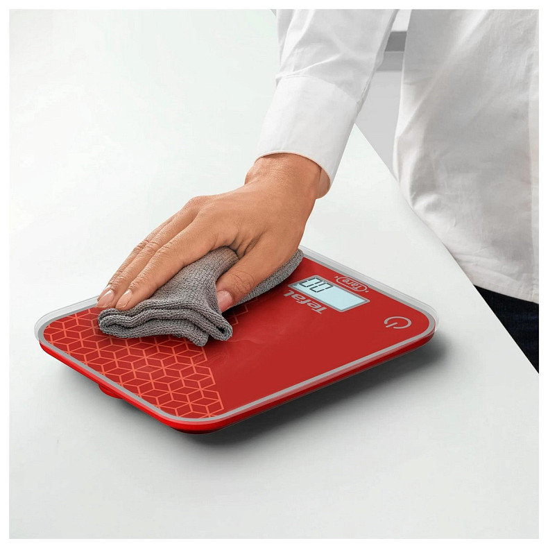 Ваги Tefal кухонні Optiss, 5кг, AAAx2 в комплекті, скло, червоний