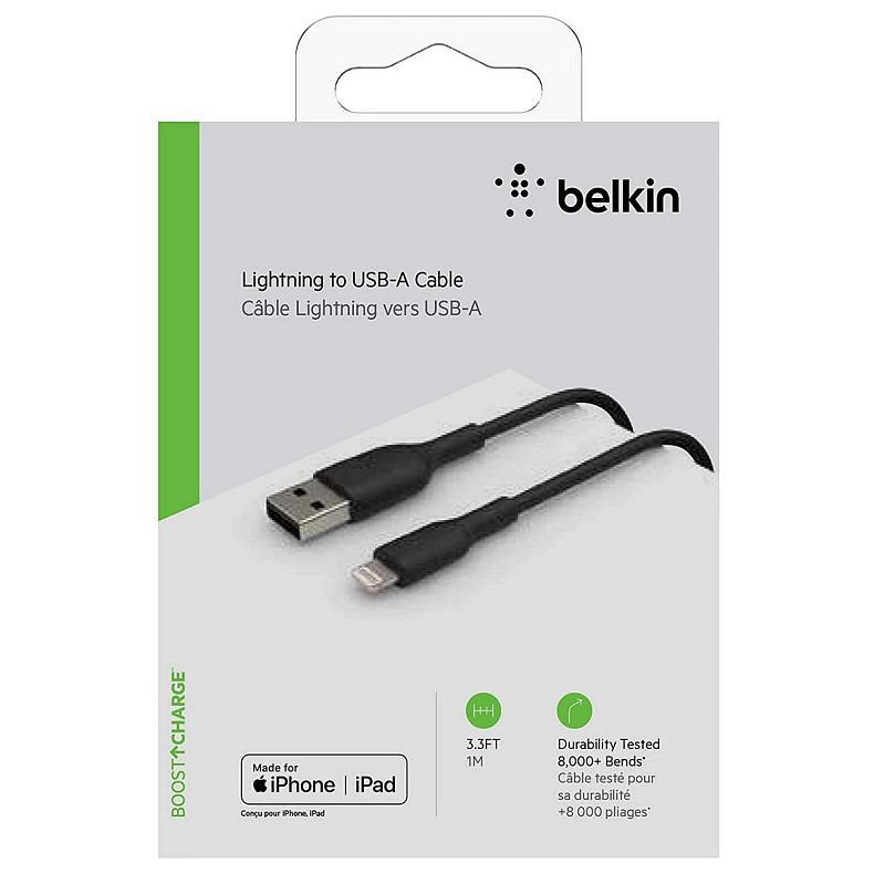 Кабель USB-A > Lightning зарядка/синхронизация Belkin 1м, 12Вт, PVC, черный