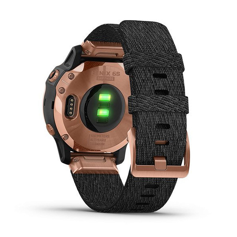 Мультиспортивные часы GARMIN Fenix 6S Sapphire Rose Gold with Heathered Black Nylon Band