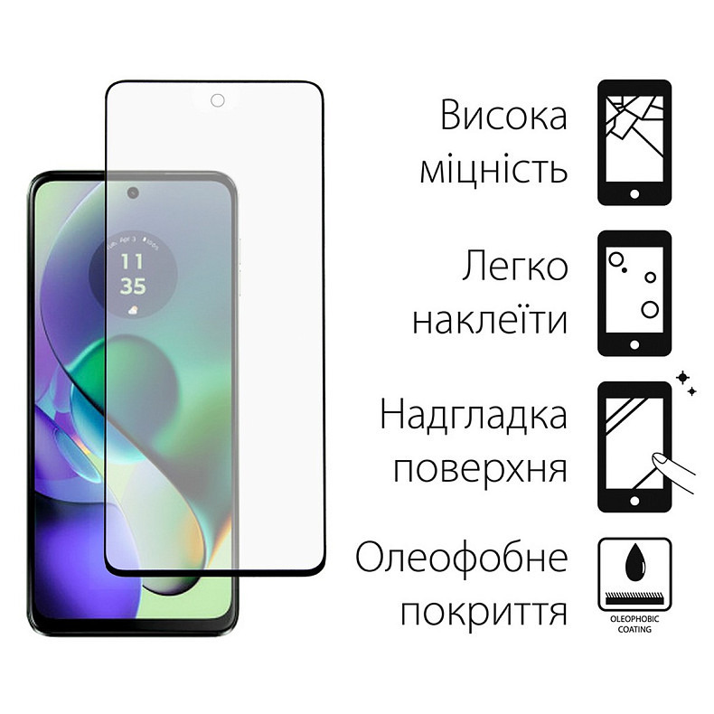 Захисне скло Dengos для Motorola Moto G54 Black Full Glue (TGFG-326)
